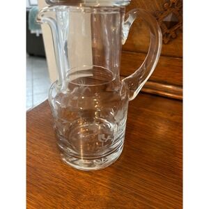 Vintage Etched Glass‎ Pitcher with Tumbler